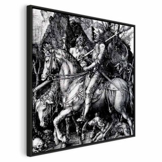 Obraz - Albrecht Dürer - Rycerz, śmierć i diabeł 40x40 W ramie drewnianej czarnej