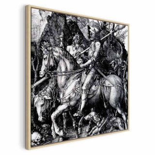 Obraz - Albrecht Dürer - Rycerz, śmierć i diabeł 40x40 W ramie drewnianej naturalnej