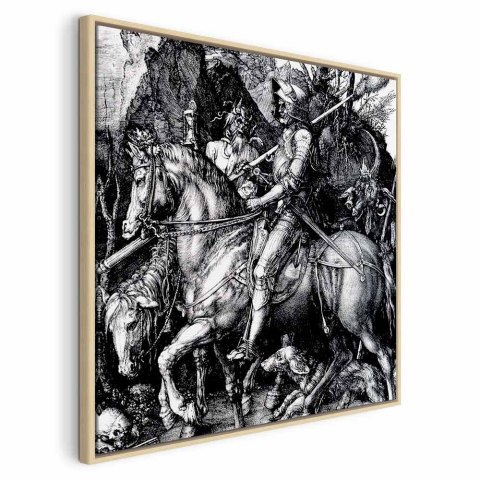 Obraz - Albrecht Dürer - Rycerz, śmierć i diabeł 60x60 W ramie drewnianej naturalnej