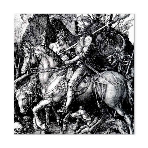 Obraz - Albrecht Dürer - Rycerz, śmierć i diabeł 80x80 Na płótnie włoskim