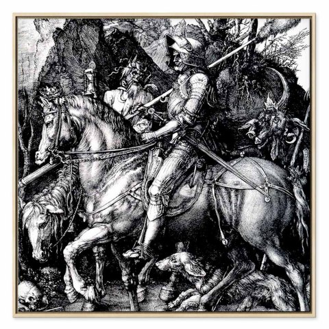 Obraz - Albrecht Dürer - Rycerz, śmierć i diabeł 80x80 W ramie drewnianej naturalnej