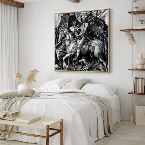 Obraz - Albrecht Dürer - Rycerz, śmierć i diabeł 80x80 W ramie drewnianej naturalnej