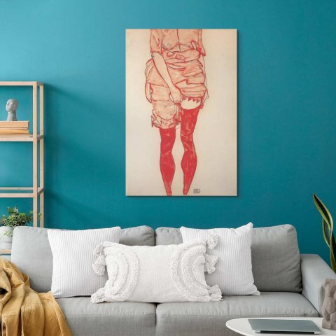 Obraz - Egon Schiele - Stojąca kobieta w czerwieni 20x30 Akustyczny