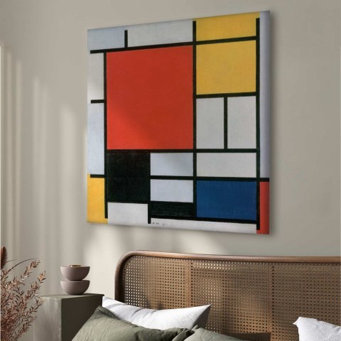 Obraz - Piet Mondrian - Kompozycja z czerwonym, żółtym, niebieskim i czarnym 40x40 Premium Print