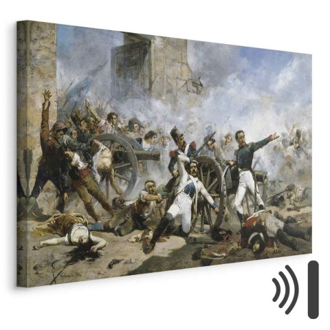 Obraz - Joaquín Sorolla y Bastida - Śmierć Pedro Velarde y Santillána podczas obrony koszar artyleryjskich Monteleon 30x20 Akust