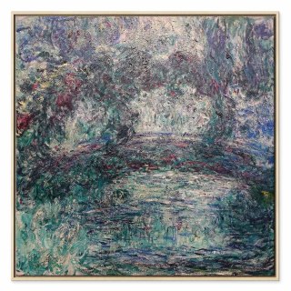 Obraz - Claude Monet - Japoński mostek 80x80 W ramie drewnianej naturalnej