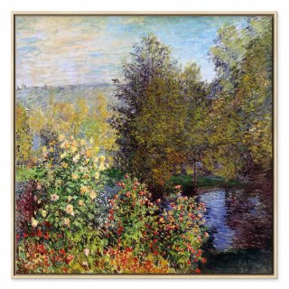 Obraz - Claude Monet - Kącik ogrodowy w Montgeron 60x60 W ramie drewnianej naturalnej