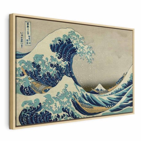 Obraz - Hokusai Katsushika - Wielka fala w Kanagawie 120x80 W ramie drewnianej naturalnej