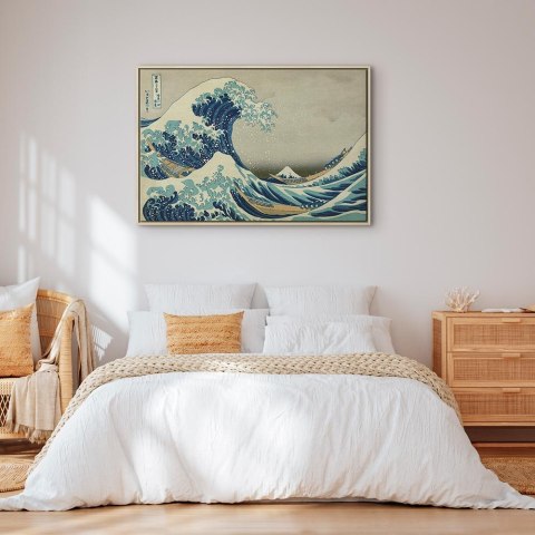 Obraz - Hokusai Katsushika - Wielka fala w Kanagawie 120x80 W ramie drewnianej naturalnej