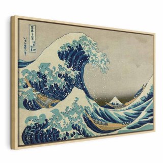 Obraz - Hokusai Katsushika - Wielka fala w Kanagawie 90x60 W ramie drewnianej naturalnej