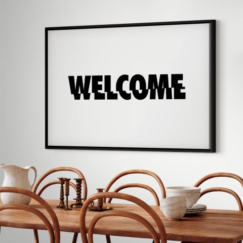 Obraz - Welcome (1-częściowy) szeroki 90x60 W ramie drewnianej czarnej