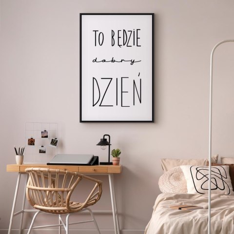 Obraz - Sztuka słów (1-częściowy) - inspirujący czarny napis na białym tle 40x60 W ramie drewnianej czarnej