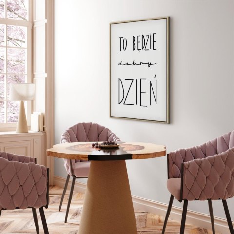 Obraz - Sztuka słów (1-częściowy) - inspirujący czarny napis na białym tle 80x120 W ramie drewnianej naturalnej