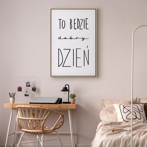 Obraz - Sztuka słów (1-częściowy) - inspirujący czarny napis na białym tle 80x120 W ramie drewnianej naturalnej