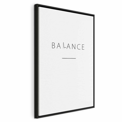Obraz - Balans słów (1-częściowy) - czarny napis po angielsku na białym tle 60x90 W ramie drewnianej czarnej
