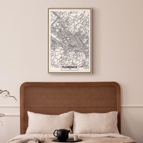 Obraz - Mapa Florencji (1-częściowy) pionowy 60x90 W ramie drewnianej naturalnej