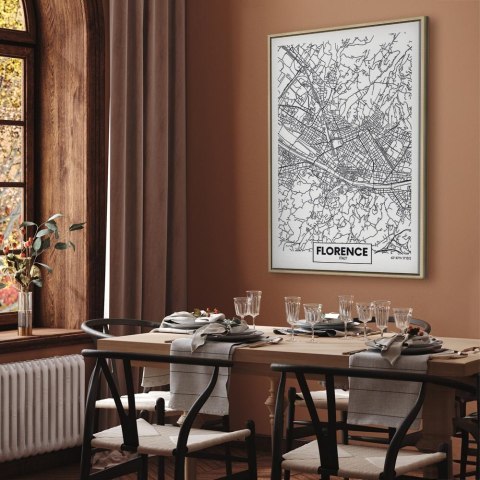 Obraz - Mapa Florencji (1-częściowy) pionowy 60x90 W ramie drewnianej naturalnej