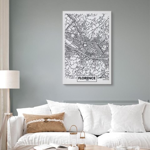 Obraz - Mapa Florencji (1-częściowy) pionowy 80x120 Na płótnie włoskim