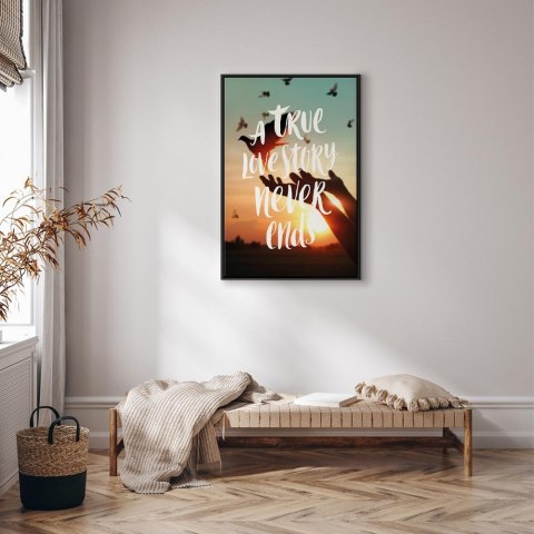 Obraz - A True Love Story Never Ends (1-częściowy) pionowy 60x90 W ramie drewnianej czarnej