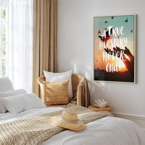 Obraz - A True Love Story Never Ends (1-częściowy) pionowy 60x90 W ramie drewnianej naturalnej