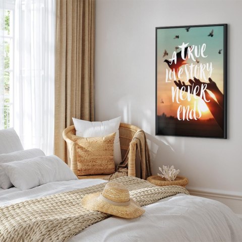 Obraz - A True Love Story Never Ends (1-częściowy) pionowy 80x120 W ramie drewnianej czarnej