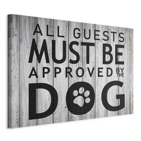 Obraz - All Guests Must Be Approved by the Dog (1-częściowy) szeroki 60x40 Na płótnie włoskim