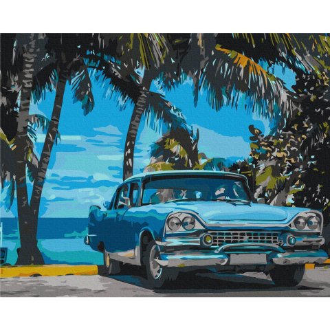 Obraz do samodzielnego malowania - Auto pod palmami 50x40