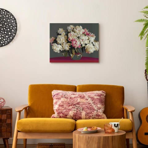 Obraz do samodzielnego malowania - Białe kwiaty w wazonie 50x40