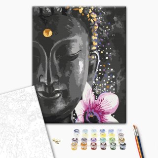 Obraz do samodzielnego malowania - Budda i kwiat 40x50