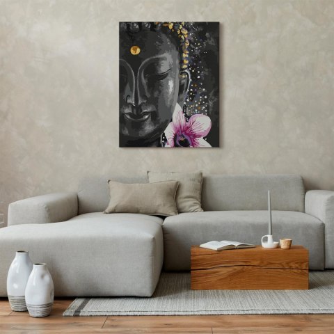 Obraz do samodzielnego malowania - Budda i kwiat 40x50