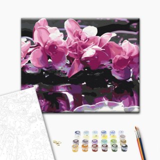 Obraz do samodzielnego malowania - Fioletowa orchidea 50x40