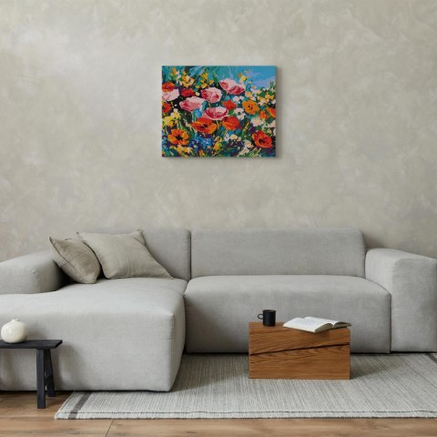 Obraz do samodzielnego malowania - Kolorowe kwiaty polne 50x40