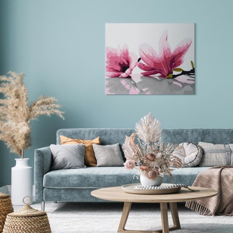Obraz do samodzielnego malowania - Magnolia (białe tło) 50x40