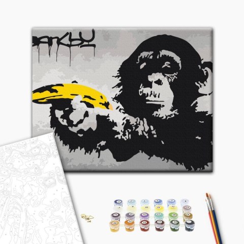 Obraz do samodzielnego malowania - Małpa (Banksy Street Art Graffiti) 50x40