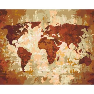 Obraz do samodzielnego malowania - Mapa świata (kolory ziemi) 50x40