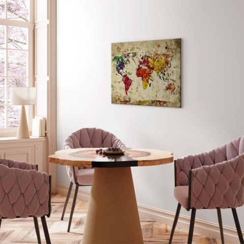 Obraz do samodzielnego malowania - Mapa świata (plamy barwne) 50x40