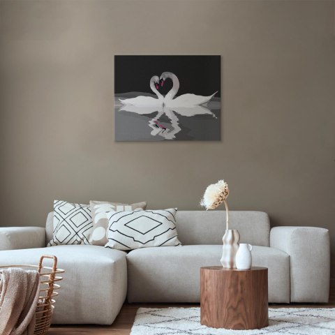 Obraz do samodzielnego malowania - Para łabędzi 50x40