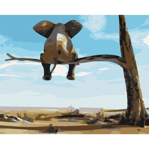 Obraz do samodzielnego malowania - Słoń na drzewie 50x40
