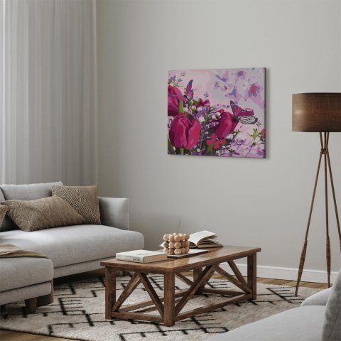 Obraz do samodzielnego malowania - Tulipany (łąka) 50x40