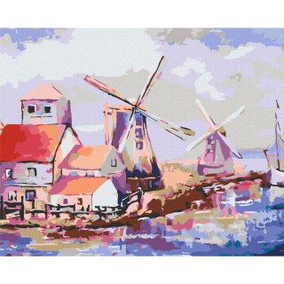 Obraz do samodzielnego malowania - Wiatraki (krajobraz) 50x40