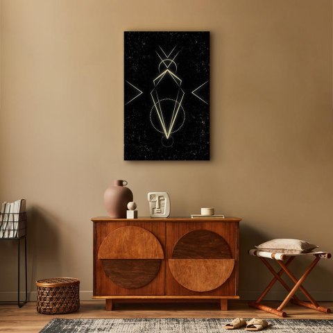 Obraz - Symetria figur (1-częściowy) - motyw graficzny w czarnym odcieniu 20x30 Akustyczny
