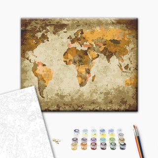 Obraz do samodzielnego malowania - Brązowa mapa świata 50x40
