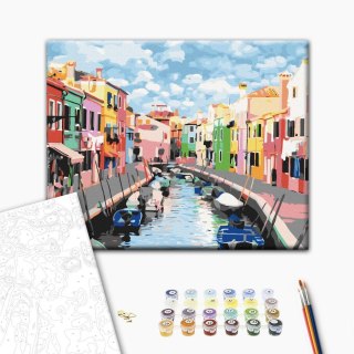 Obraz do samodzielnego malowania - Domy w Burano 50x40