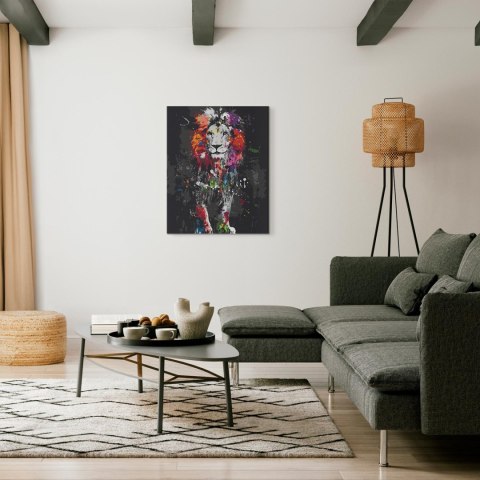 Obraz do samodzielnego malowania - Kolorowe zwierzęta: lew 40x50