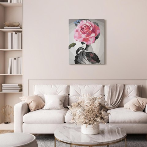 Obraz do samodzielnego malowania - Róża i futro 40x50