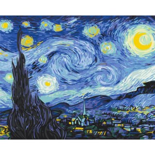 Obraz do samodzielnego malowania - Gwiaździsta noc Van Gogha 50x40