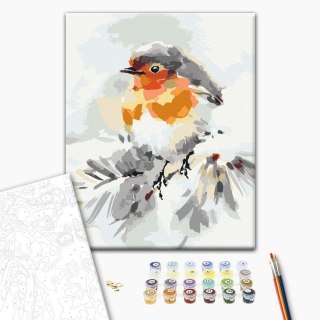 Obraz do samodzielnego malowania - Ptaszek na choince 40x50