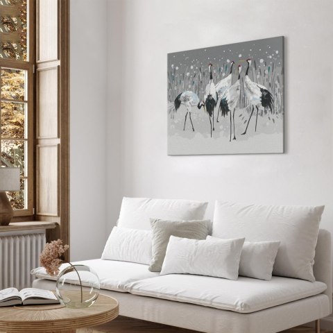 Obraz do samodzielnego malowania - Rodzina bocianów 50x40