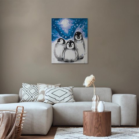 Obraz do samodzielnego malowania - Trzy pingwiny 40x50