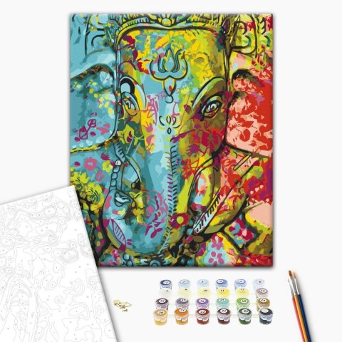 Obraz do samodzielnego malowania - Kolorowy Ganesha 40x50